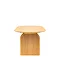 side-on image of light oak veneer dining table with rounded edges