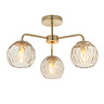 cut out of satin gold and dimpled glass triple ceiling light