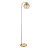 cut out of satin brass curved floor lamp with dimpled glass shade