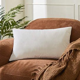River Ribbed Striped Feather Cushion - Natural main image