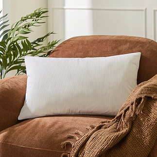 River Ribbed Striped Feather Cushion - Natural main image