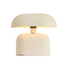 image cut out on white background of cream lamp with clean lines and switched on to emit warm glow