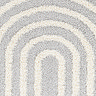 close up image zoomed in on grey line arch of soft rug