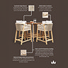image of material specification details for roma four seat acacia bar set
