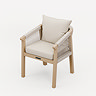 image cut out of acacia wood and woven rope garden dining chair