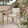 image of woven rope detail of acacia wood garden dining chair