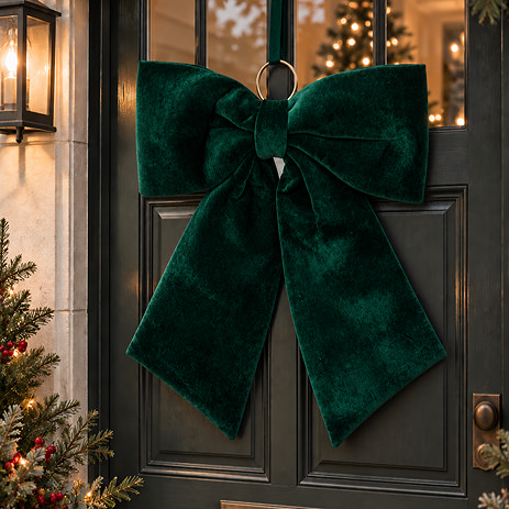 Large dark green bow