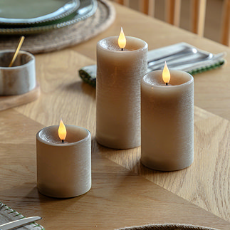 LED 1 Wick Pillar Candle Set of 3