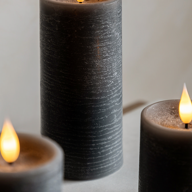 Rustic LED 1 Wick Pillar Candle set of 3