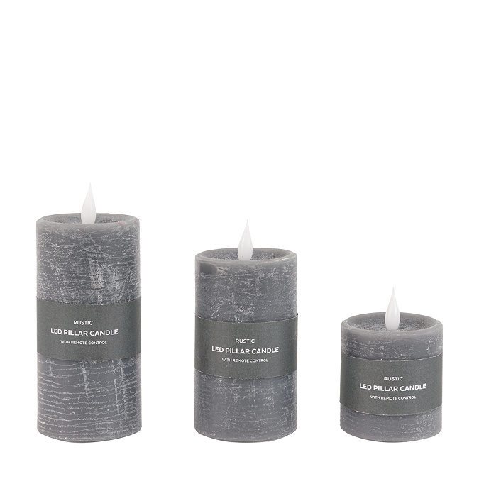 Rustic LED 1 Wick Pillar Candle set of 3