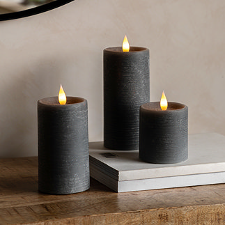 Rustic LED 1 Wick Pillar Candle set of 3