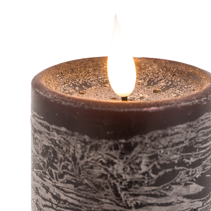 Rustic LED 1 wick pillar candle set of 3