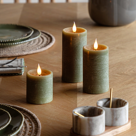 Rustic LED 1 wick pillar candles