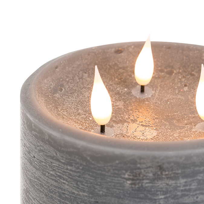 Rustic LED 3 Wick Candle in Grey