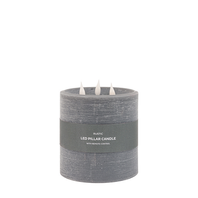Rustic LED 3 Wick Candle in Grey