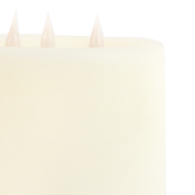 Rustic LED Candle with 3 wicks in ivory