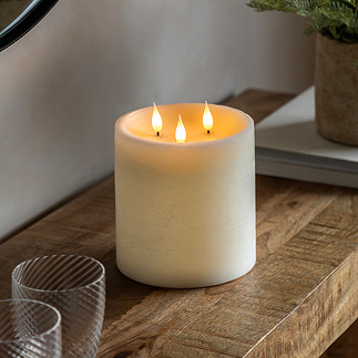 Rustic LED Candle with 3 wicks in ivory