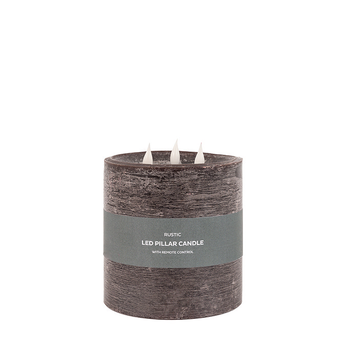 Rustic LED 3 wick candle in mocha