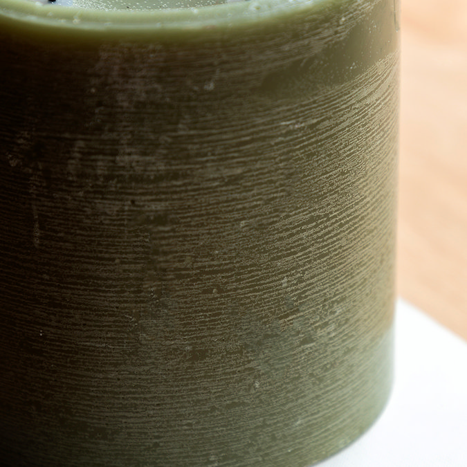 Rustic LED Candle with 3 wicks in olive