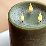 Rustic LED Candle with 3 wicks in olive