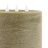 Rustic LED Candle with 3 wicks in olive