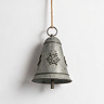 rustic metal hanging bell with snowflake