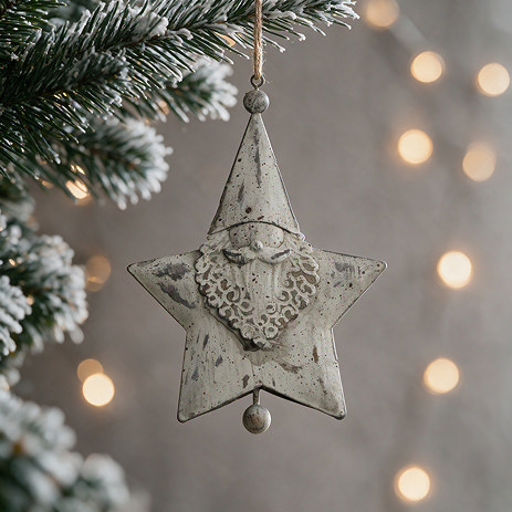 Rustic Santa large hanging star