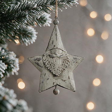 Rustic santa hanging star