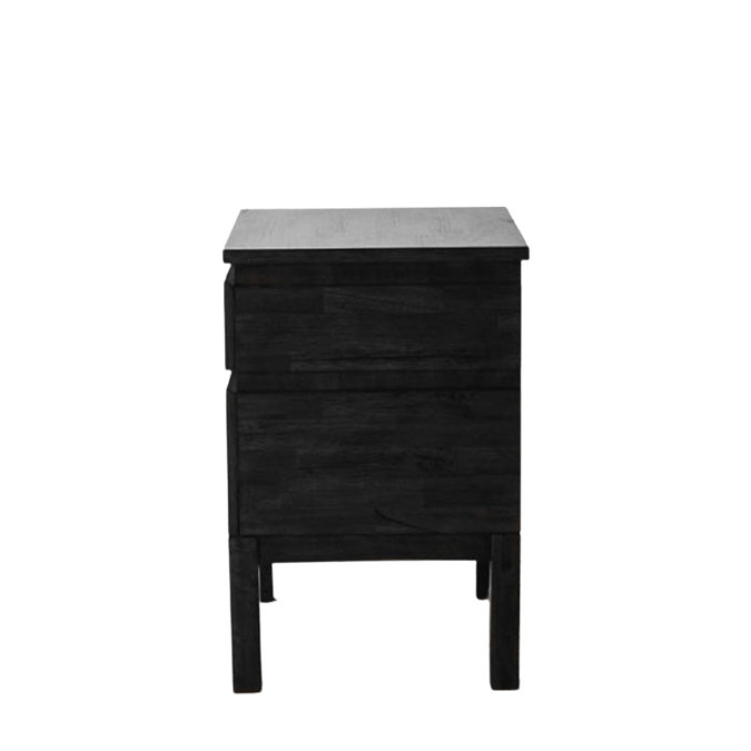 side on cut out image of black wooden bedside table