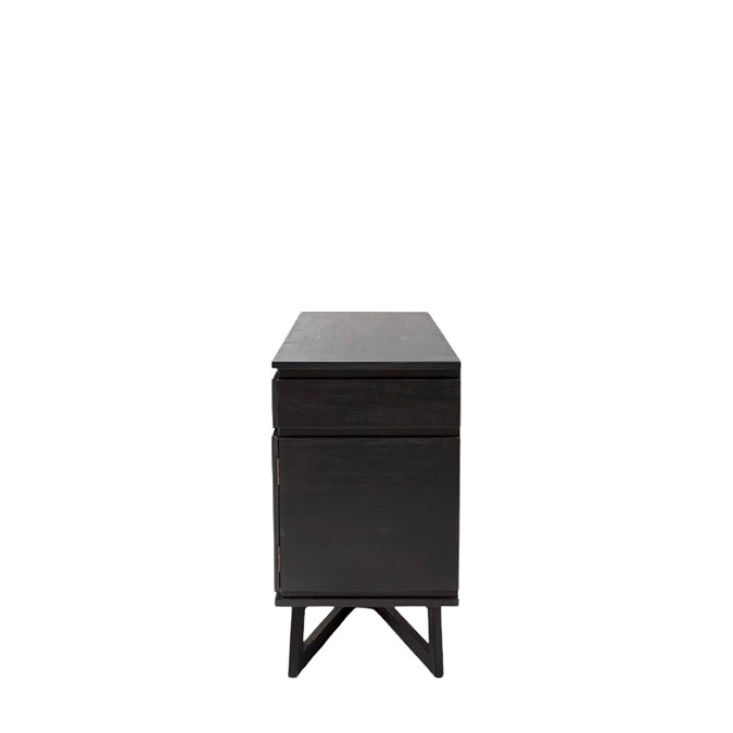side on cut out of black sideboard with 3 doors and 2 drawers