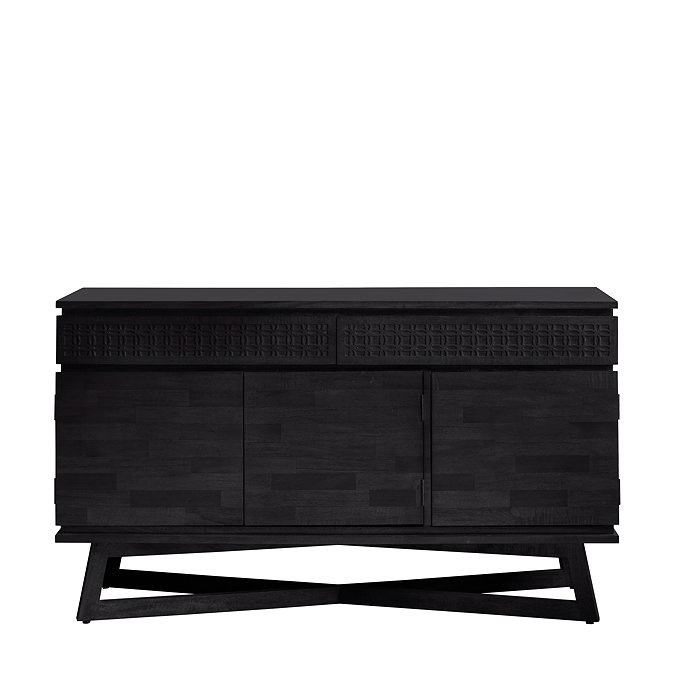 front on cut out of black sideboard with 3 doors and 2 drawers