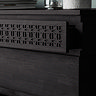 close up on top thin drawer of chest, with bohemian pattern, slightly open