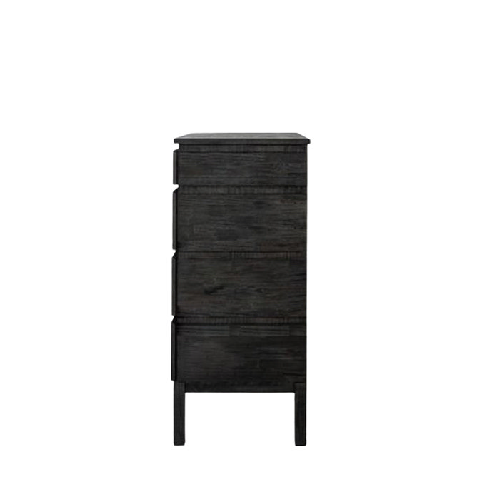side on cut out image of black four drawer chest
