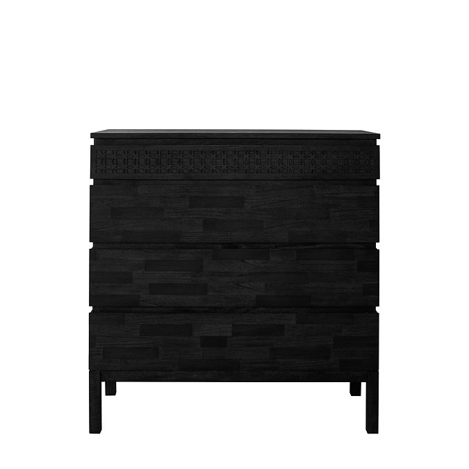 front on cut out of black 4 drawer chest with bohemian inlay on top drawer