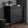 image of four drawer chest in black, featuring bohemian pattern on top drawer