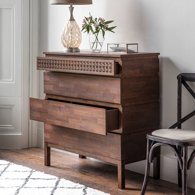 image of 4 drawer chest with drawers open