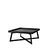 cut out of square black coffee table with frieze and cross over legs