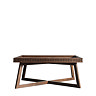 front on cut out image of brown square coffee table with cross legs