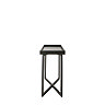 cut out side on image of black wooden console table with cross legs