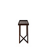 side on cut out image of warm brown wooden console table with cross legs