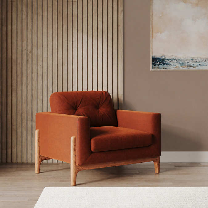 Samlesbury Easy Clean Velvet Armchair - Umber