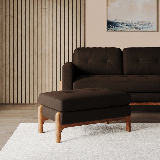 Samlesbury Easy Clean Velvet Footstool - Cocoa