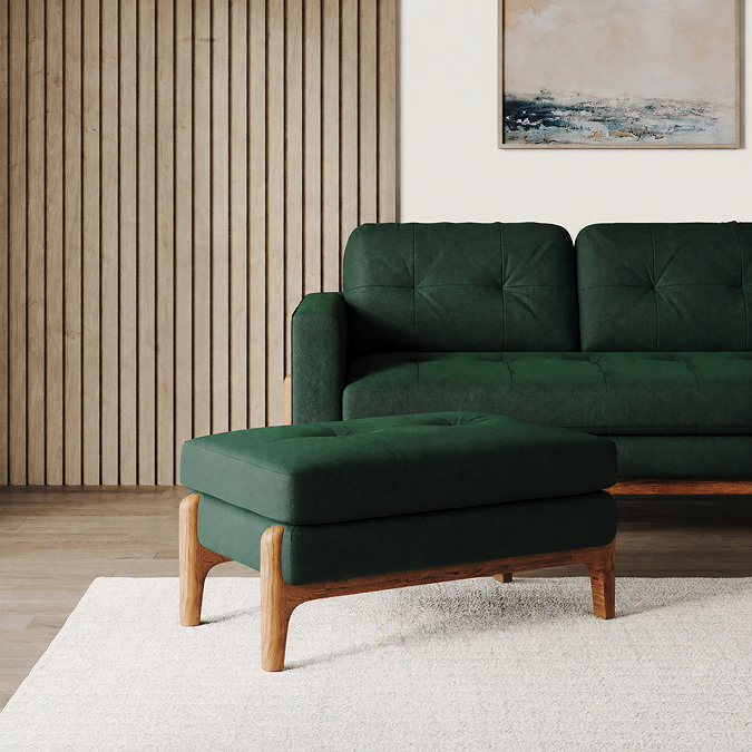 Samlesbury Easy Clean Velvet Footstool - Hunter
