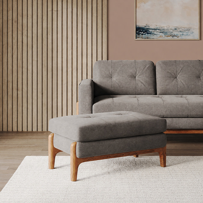 Samlesbury Easy Clean Velvet Footstool - Platinum