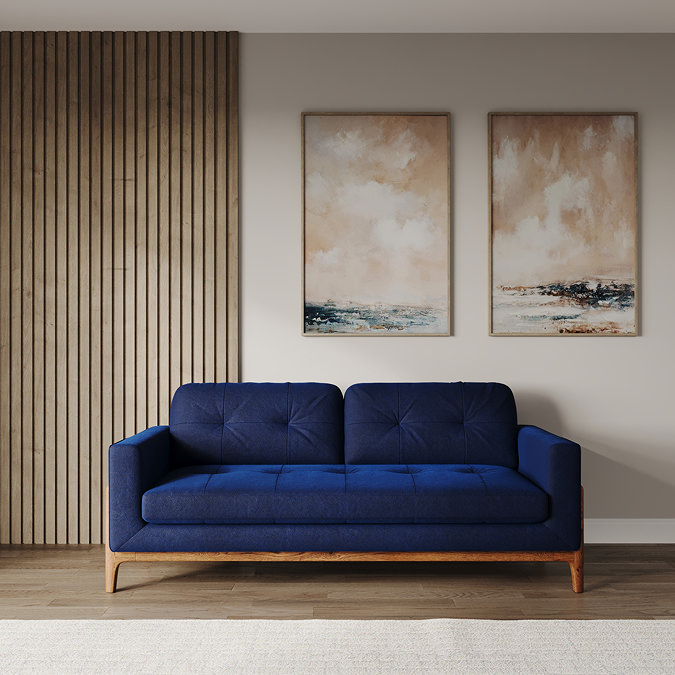Samlesbury Easy Clean Velvet Large Sofa - Indigo