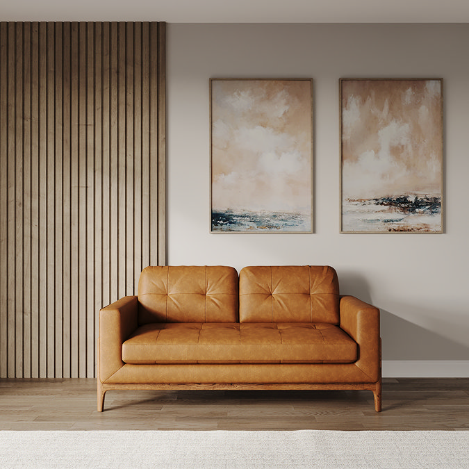 Samlesbury Leather Medium Sofa - Tan