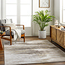 image of brown marble-effect rug on wooden flooring of modern apartment