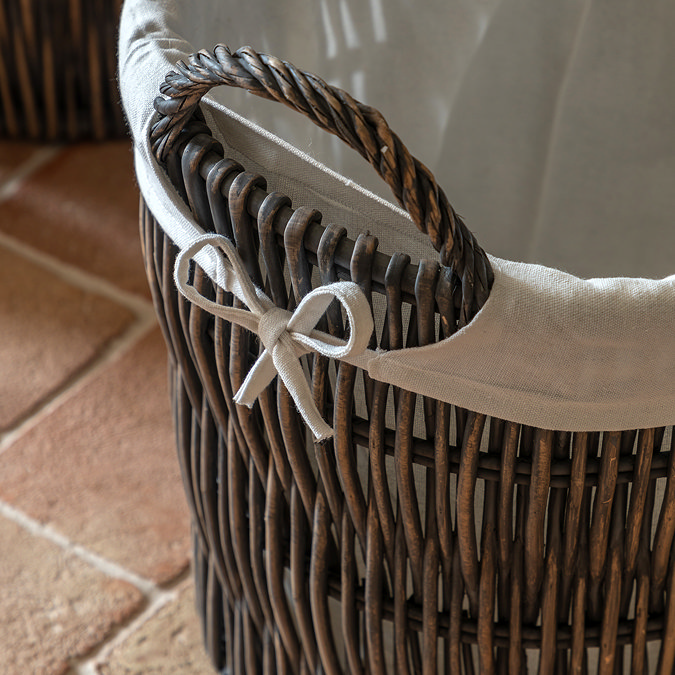 Sara set of 2 linen lined baskets