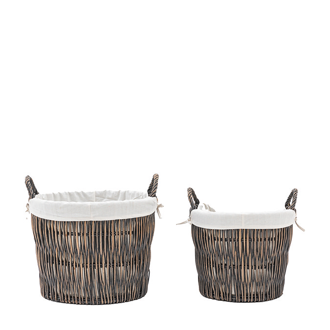 Sara set of 2 linen lined baskets