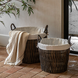 Sara set of 2 linen lined baskets